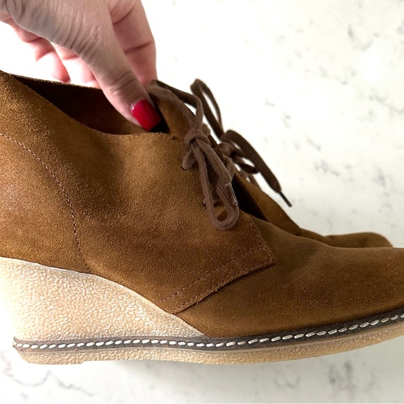 J.Crew Suede Lace-Up Wedge Booties – Women’s Size 9 | Brown Suede Ankle Chukkas - Picture 7 of 9